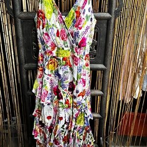 maxi dress tiered floral Alice and Olivia
